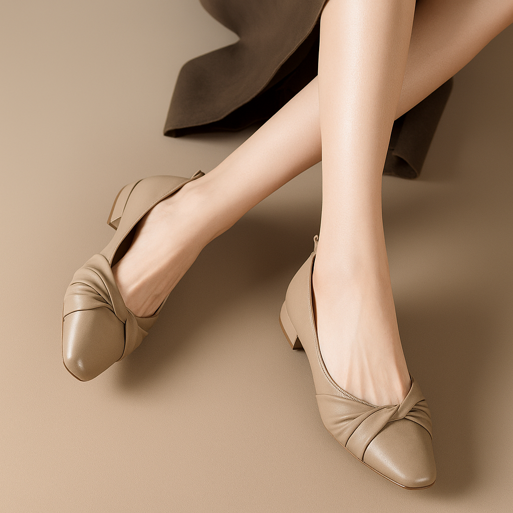 Women’s Low Heel Soft Leather Pointed Toe Shoes