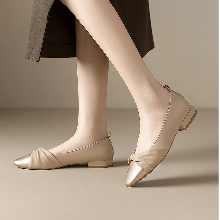 Women’s Low Heel Soft Leather Pointed Toe Shoes