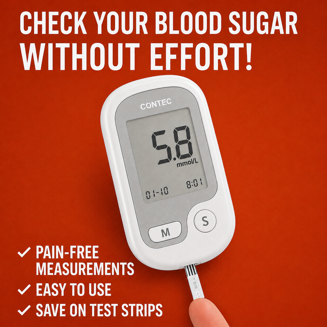 Blood Glucose Monitor Non-Painful Fingertip Portable Digital Display