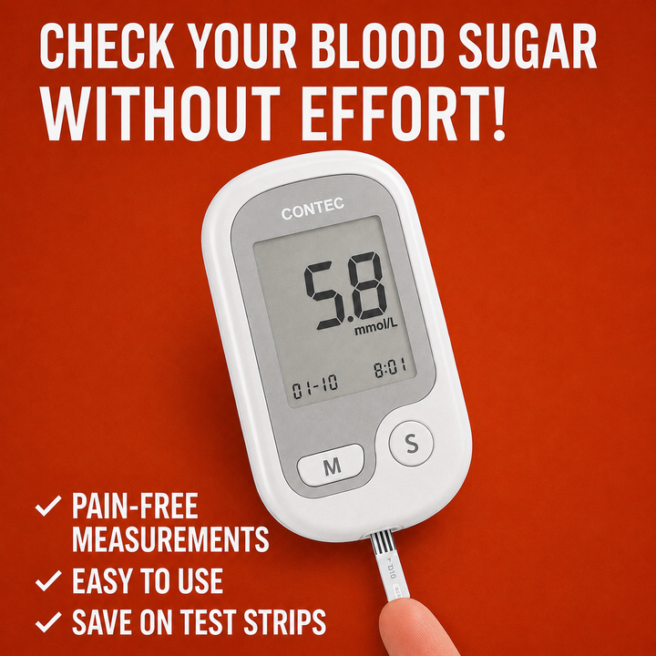 Blood Glucose Monitor Non-Painful Fingertip Portable Digital Display