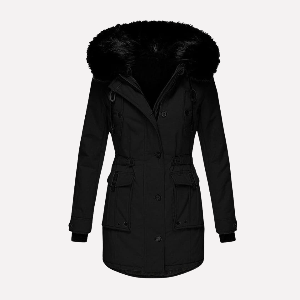 Women’s Parka coat with Hood and Flap Pockets