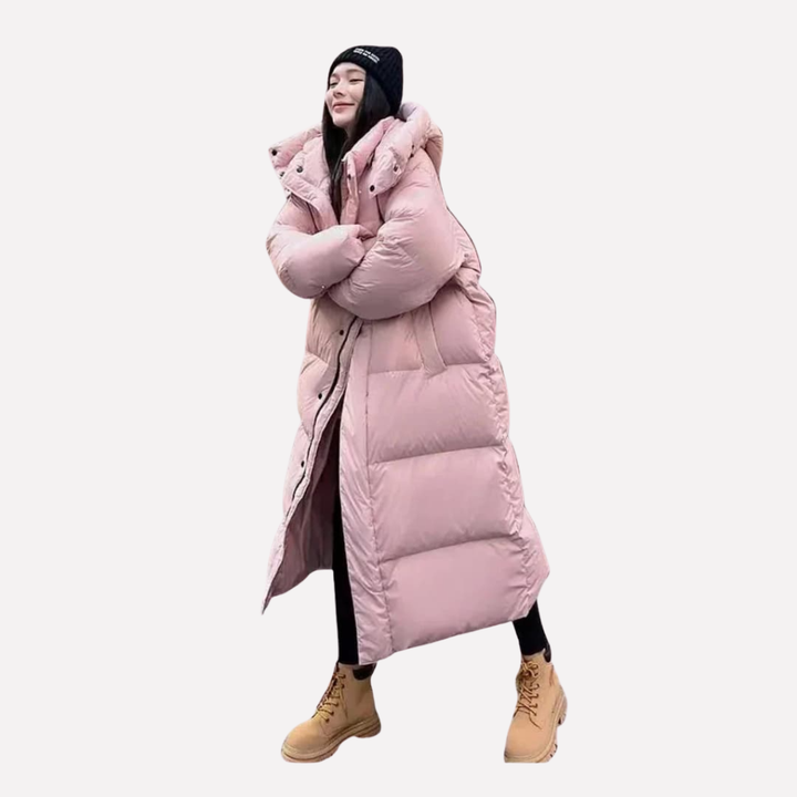 Women's Long Puffer Jacket with Hood
