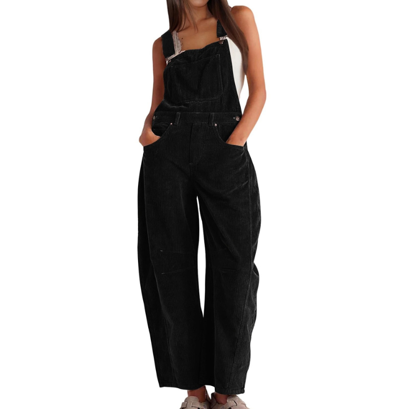 Women's Wide-Leg Corduroy Overalls – Casual Utility Jumpsuit