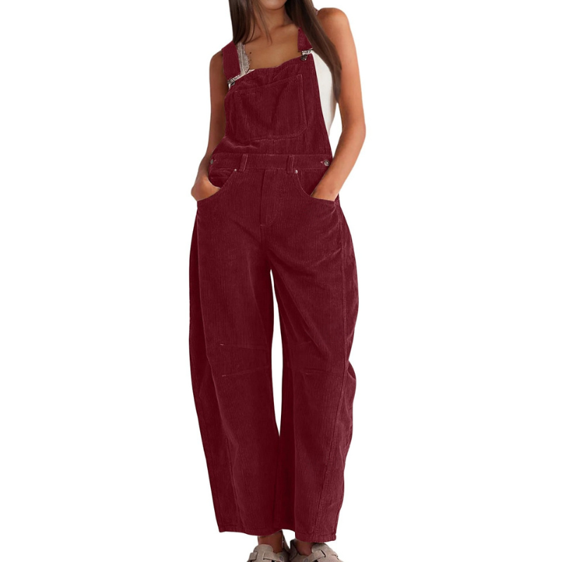 Women's Wide-Leg Corduroy Overalls – Casual Utility Jumpsuit