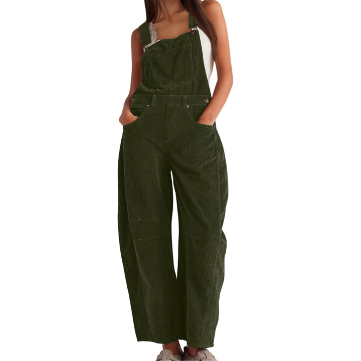 Women's Wide-Leg Corduroy Overalls – Casual Utility Jumpsuit