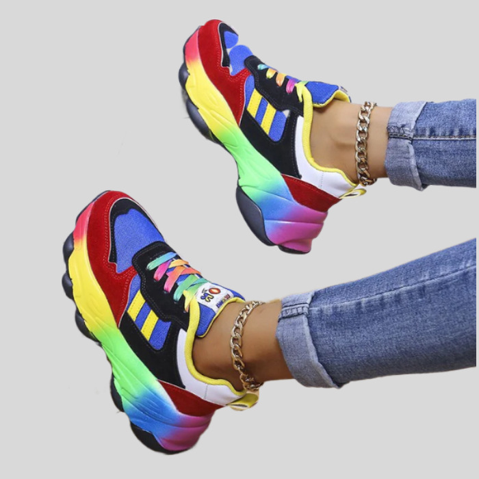 Classy - Multicoloured Lace-Up Running Shoes