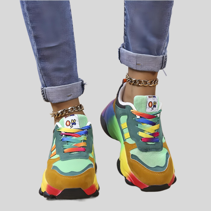 Classy - Multicoloured Lace-Up Running Shoes
