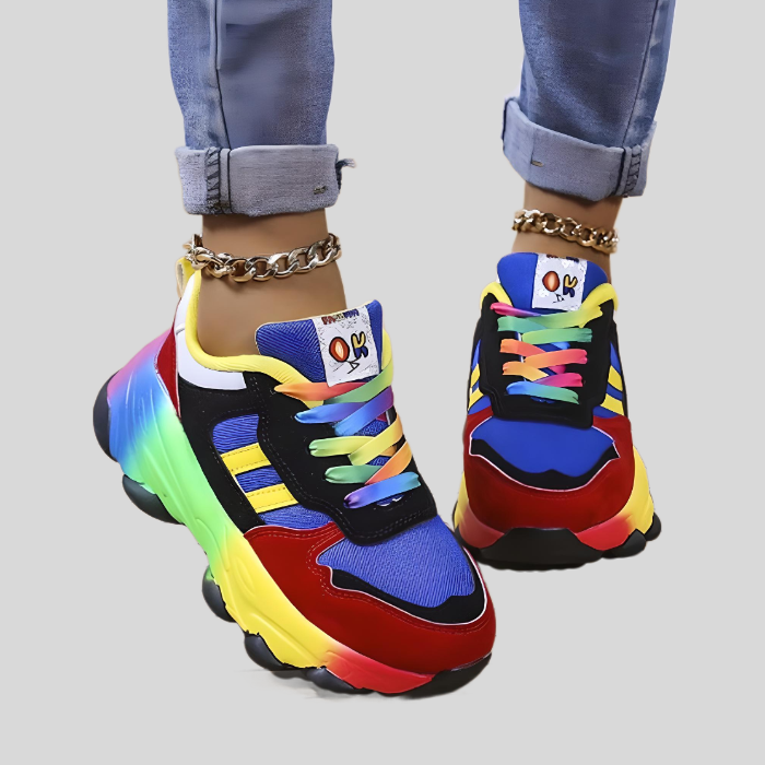 Classy - Multicoloured Lace-Up Running Shoes