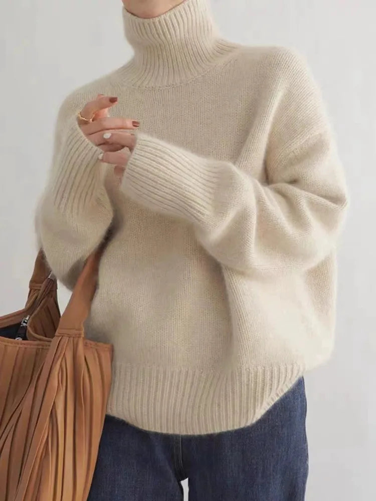 Soft Cashmere Women's Polo Neck Sweater - Seraphina