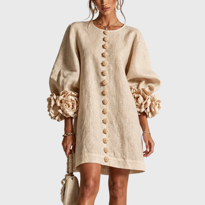 Elegant mini dress with puff sleeves