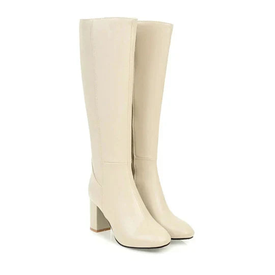 Women's Heeled Knee-High Boots with Zipper
