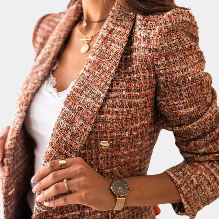 Stylish Women's Blazer with Classic Check Pattern