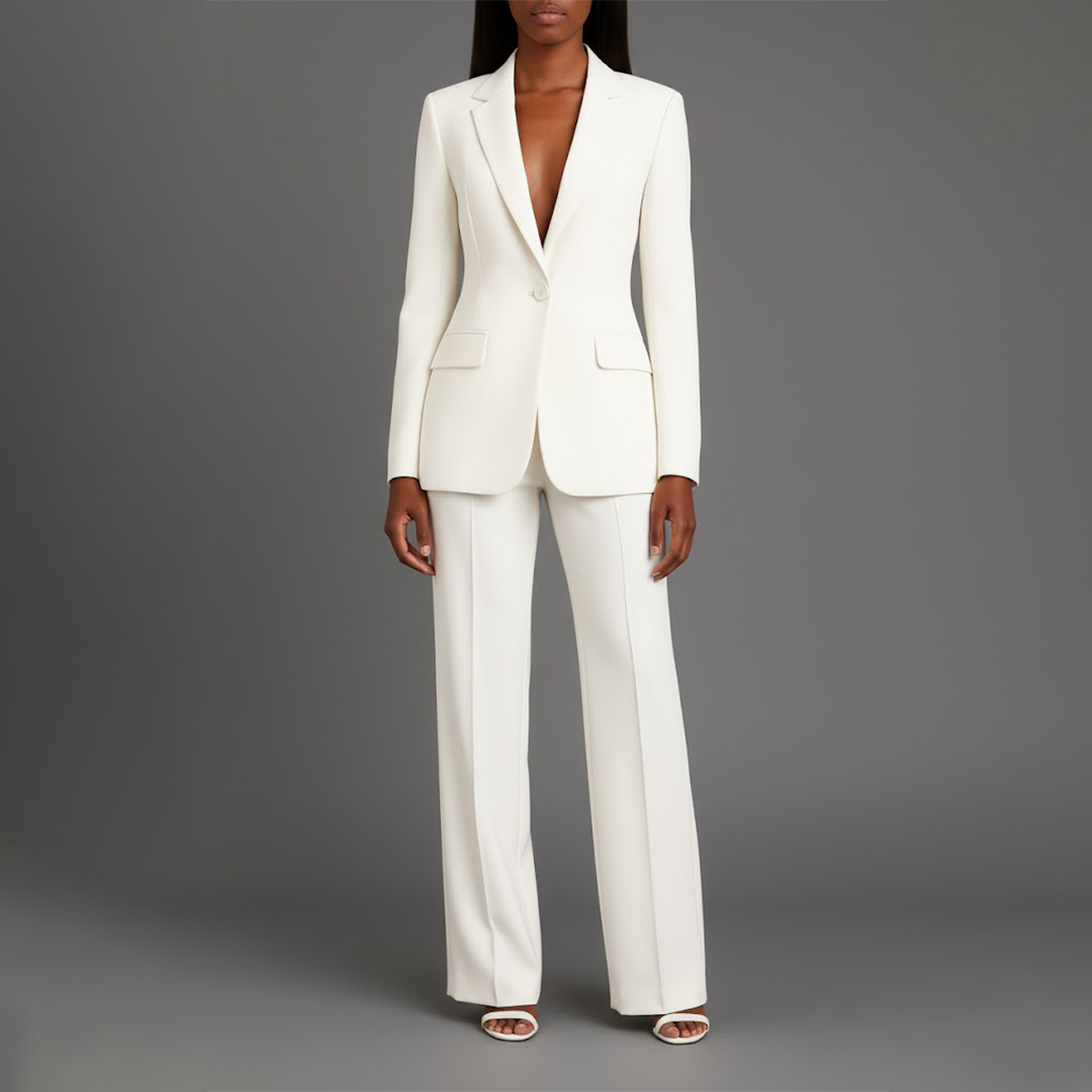 Women's Trouser Suit Set with Long Blazer and Matching Pants