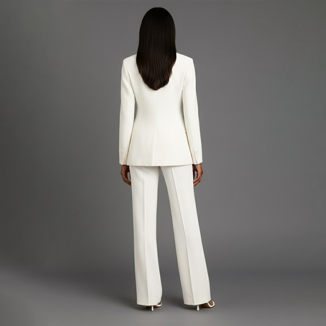 Women's Trouser Suit Set with Long Blazer and Matching Pants