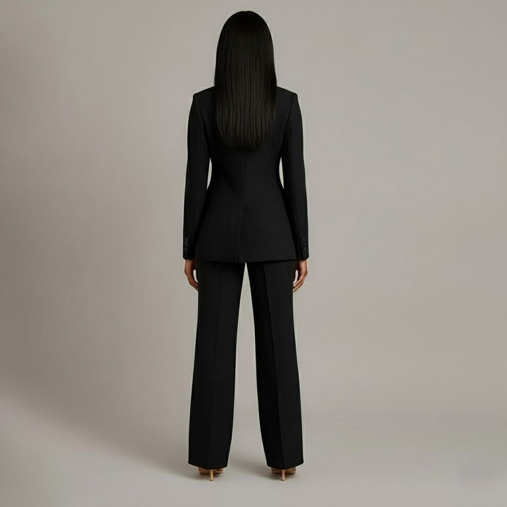 Women's Trouser Suit Set with Long Blazer and Matching Pants
