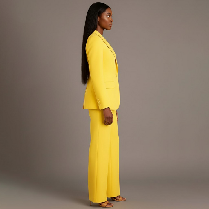 Women's Trouser Suit Set with Long Blazer and Matching Pants