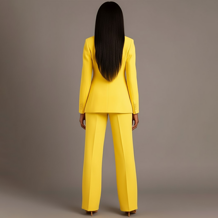 Women's Trouser Suit Set with Long Blazer and Matching Pants
