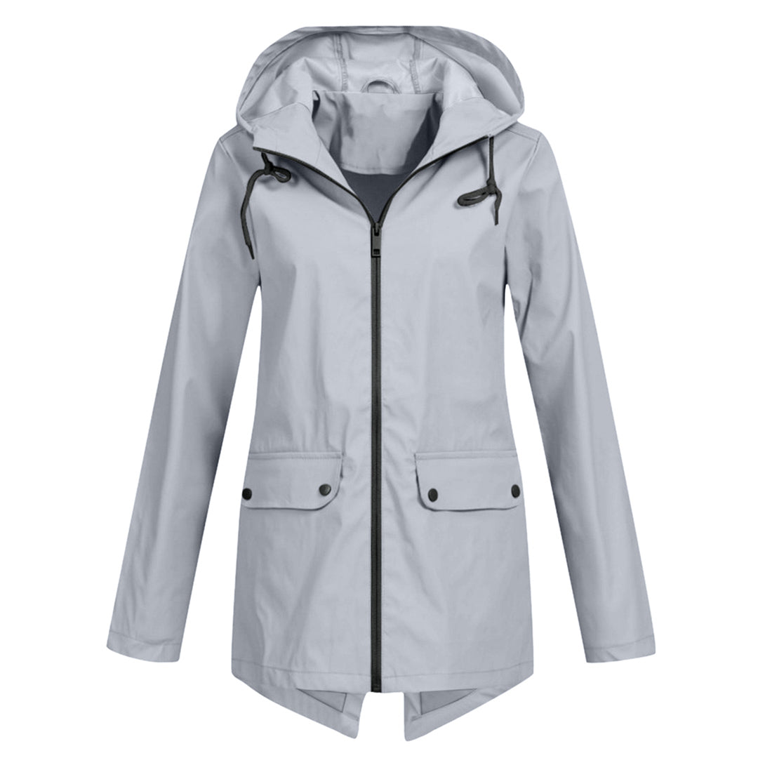 Waterproof Women's Mid-Length Jacket with Zipper