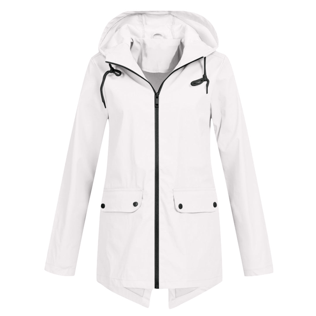 Waterproof Women's Mid-Length Jacket with Zipper