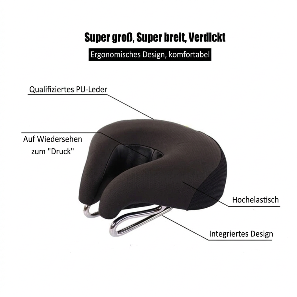 Noseless Mountain Bike Saddle | Ergonomic Padded Seat | Pressure Relief