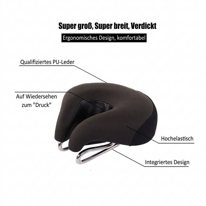 Noseless Mountain Bike Saddle | Ergonomic Padded Seat | Pressure Relief
