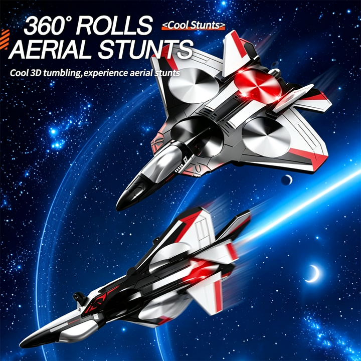 RC Fighter Plane Toy with 360° Stunt Flips and LED Lights, Shockproof