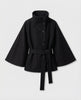 Women's Belted Wool-Blend Cape Jacket – High-Neck Winter Layer