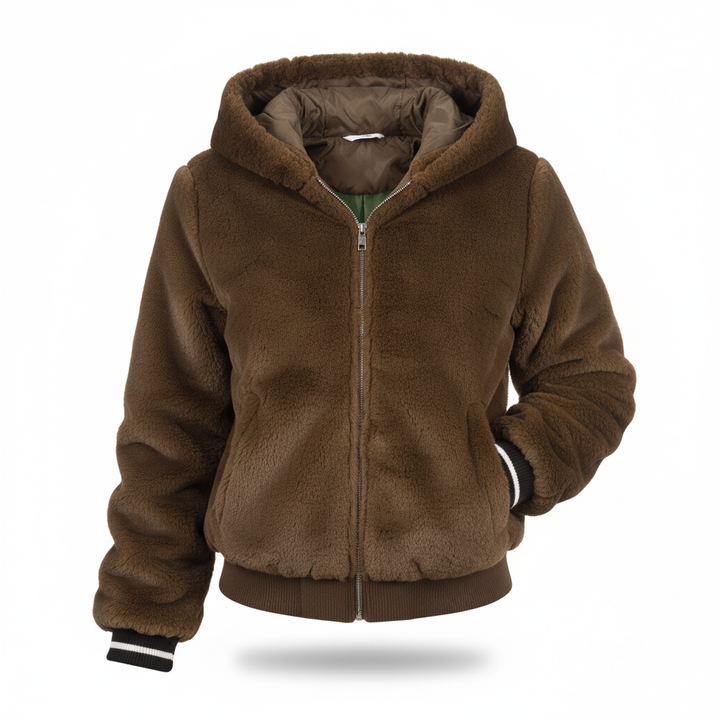 Fluffy Hooded Cardigan - Christina