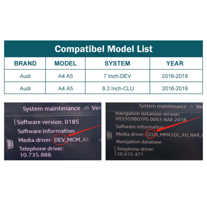 CarPlay & Android Auto | Audi Module 2013 to 2018 | Wireless