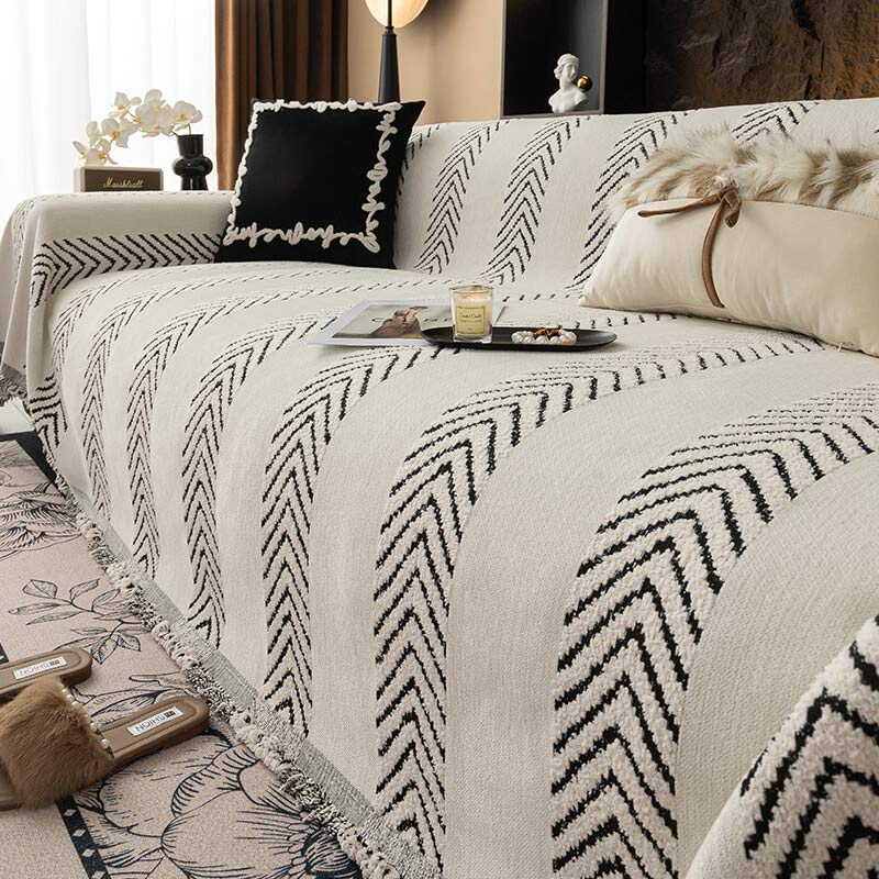 Herringbone Chenille Durable Throw Sofa Cover with Seamless Pattern Stitching