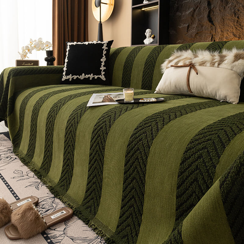 Herringbone Chenille Durable Throw Sofa Cover with Seamless Pattern Stitching
