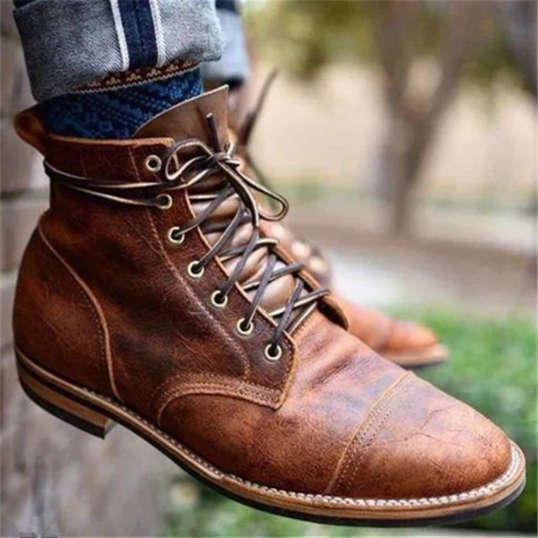 Men's Retro Waterproof Lace-Up Boots with Non-Slip Sole – Damian
