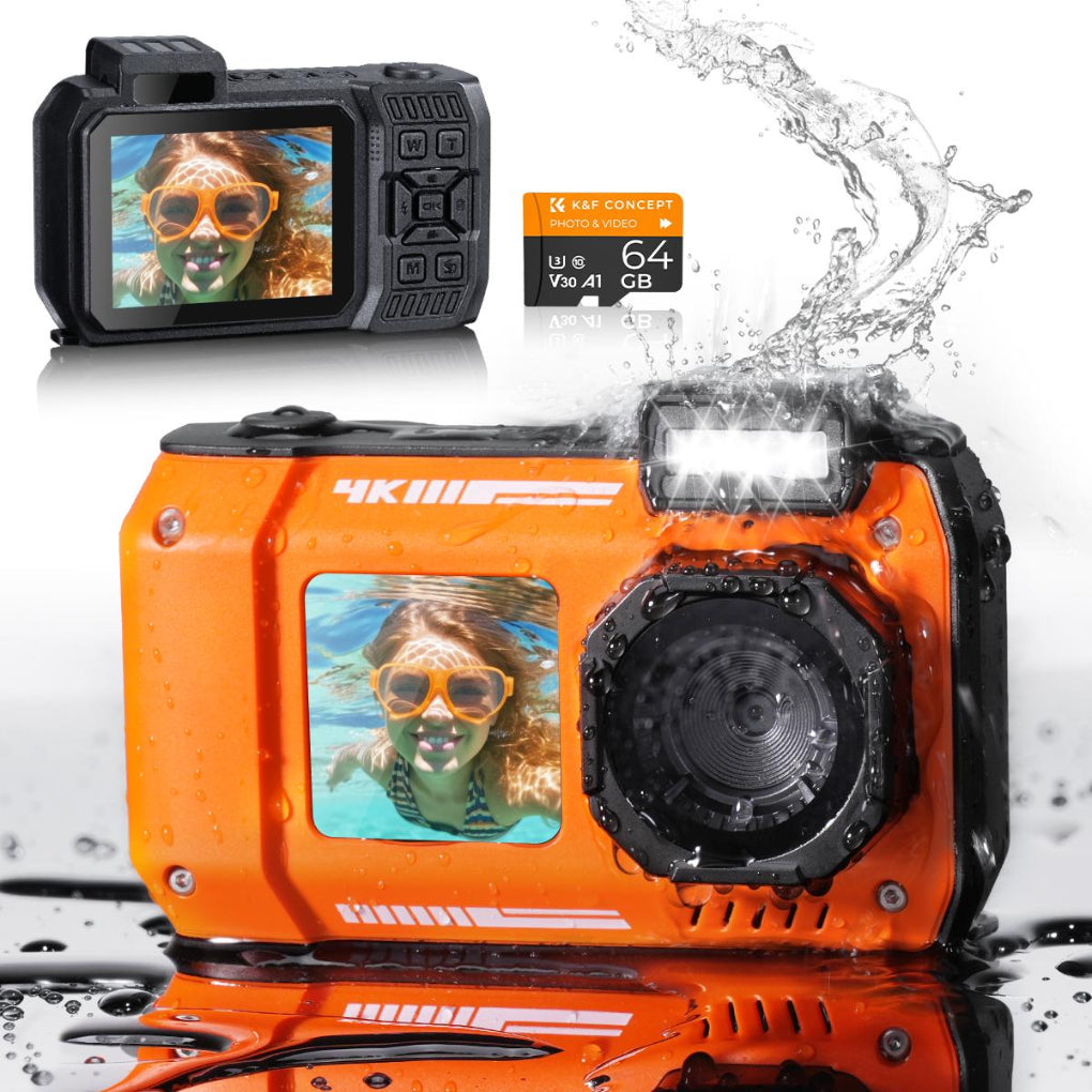 33FT Waterproof Digital Camera 4K 48MP Dual-Screen Selfie Kentfaith
