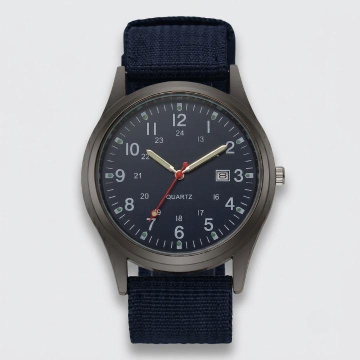 Military Watch with Nylon Strap – Water-Resistant, Shockproof, with Luminous Hands