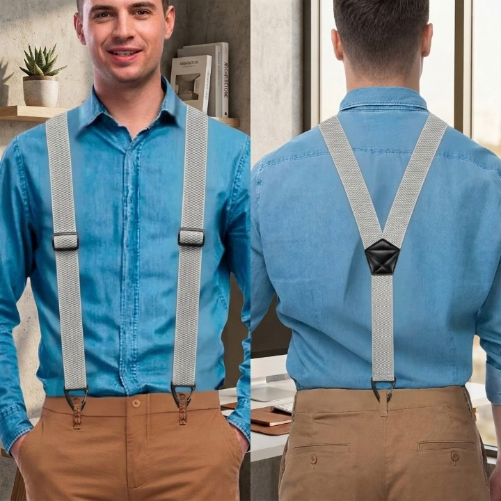 Men's Braces with Clip Hooks - Adjustable X-Back and Y-Shape