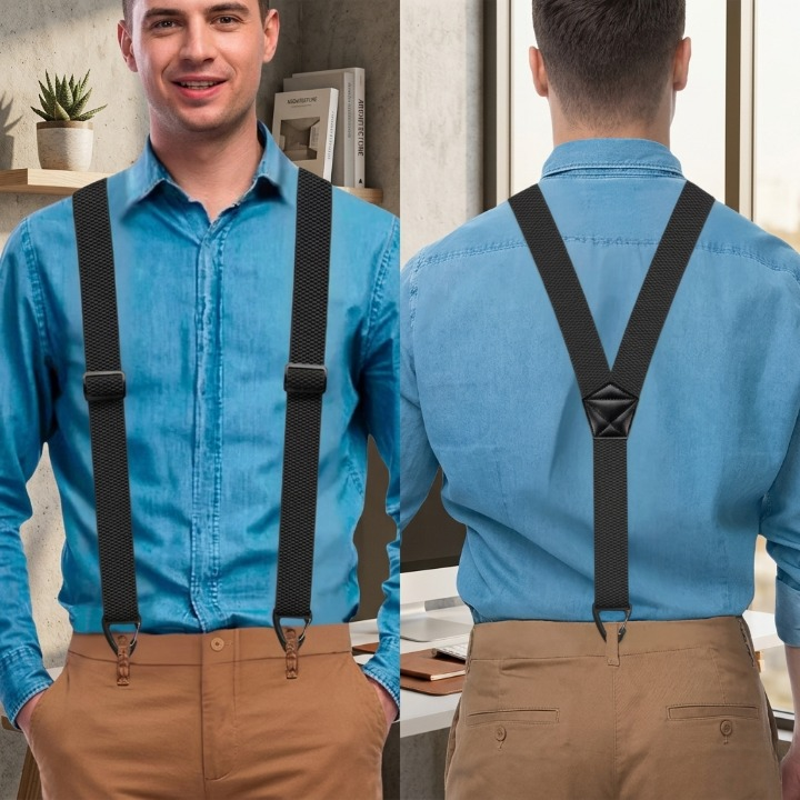 Men's Braces with Clip Hooks - Adjustable X-Back and Y-Shape