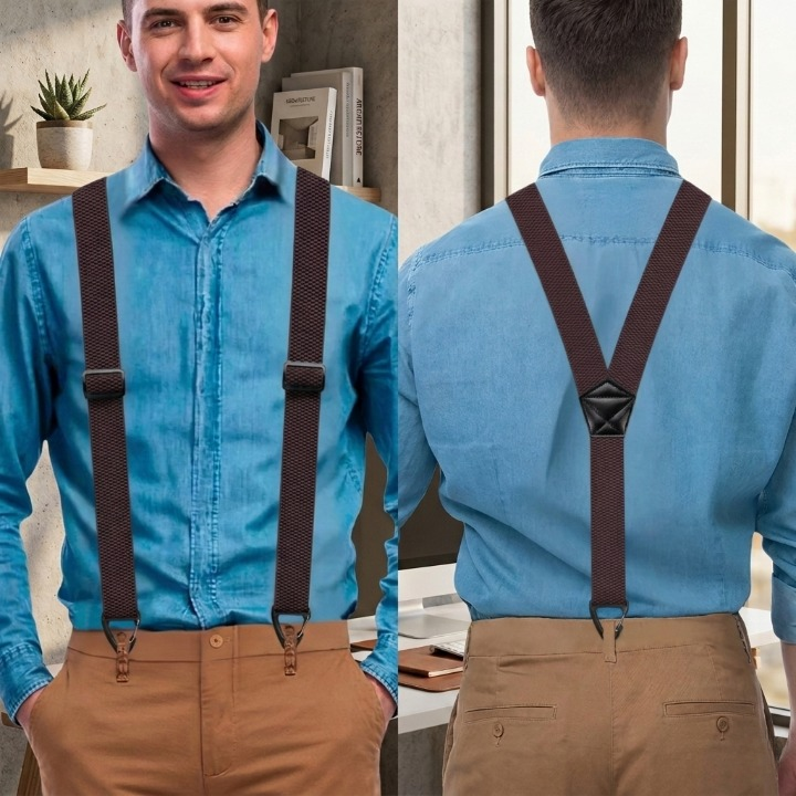 Men's Braces with Clip Hooks - Adjustable X-Back and Y-Shape