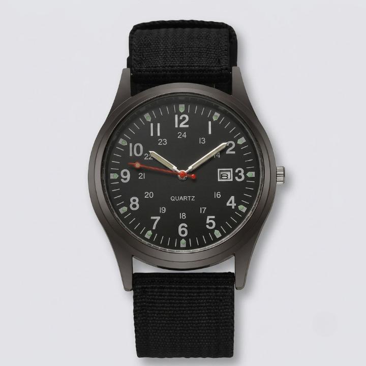 Military Watch with Nylon Strap – Water-Resistant, Shockproof, with Luminous Hands