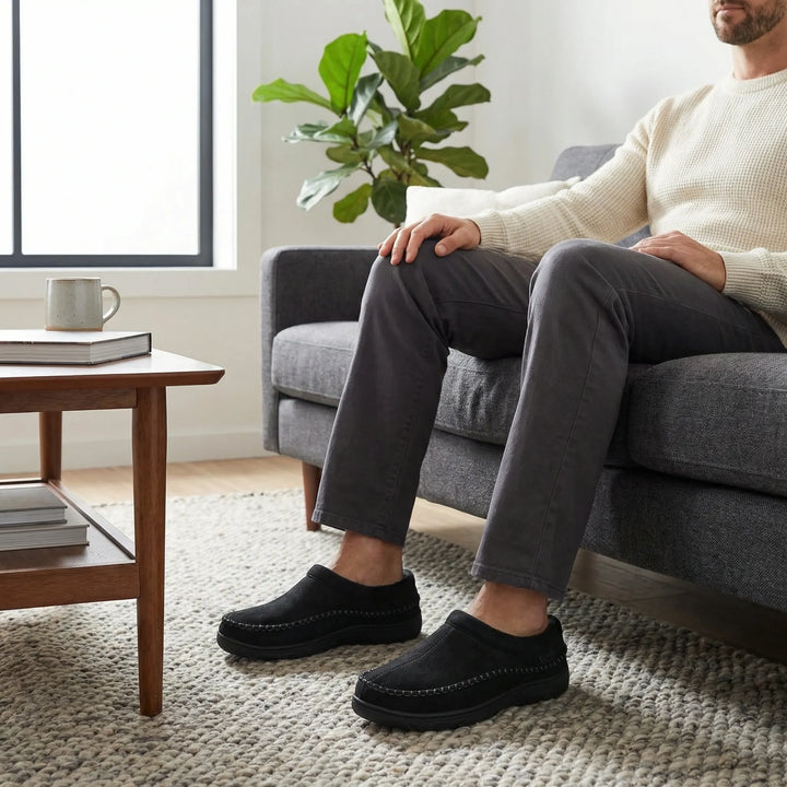 Lined Men's Slipper with Sturdy Sole - Shaun