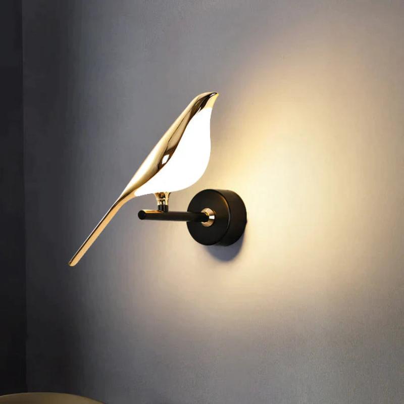 GoldenGlow Winged Wall Sconce | Elegant Bird-Themed Wall Lamp with Adjustable Lighting