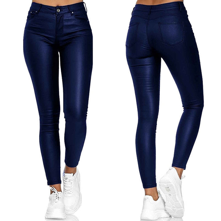High-Waisted Stretch Leather Pants – Raffaela