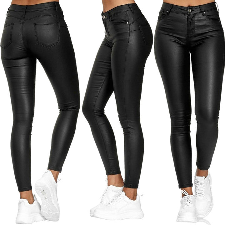High-Waisted Stretch Leather Pants – Raffaela