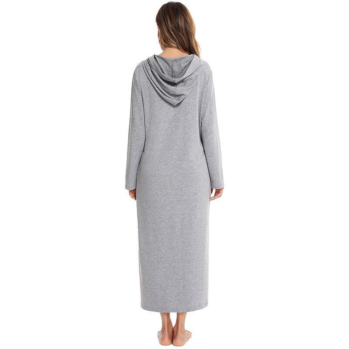 Hooded Dressing Gown with Zip