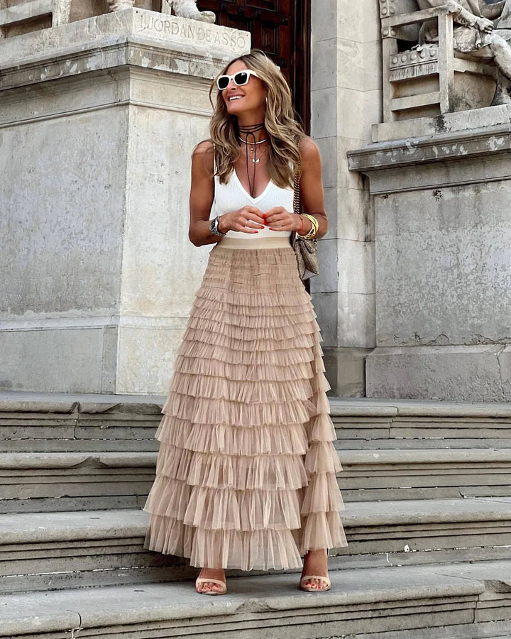 Tulle Maxi Skirt with Elastic Waistband