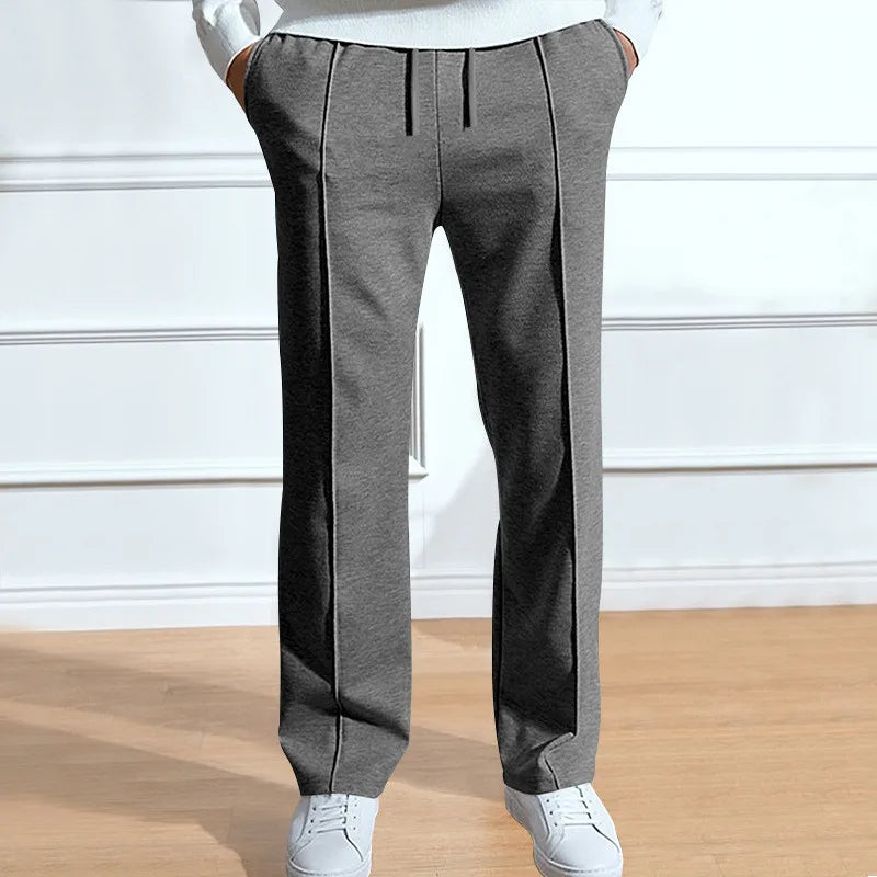 Men's Slim-Fit Pants with Elasticated Drawstring Waist