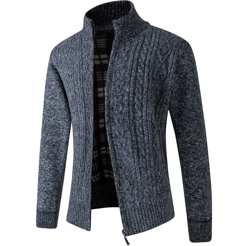 Knitted Men’s Sweater with Zipper for Warmth and Style