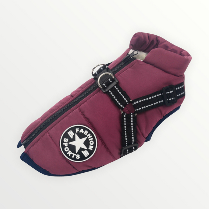 Reflective Dog Jacket with Built-In Harness, Windproof and Water-Repellent