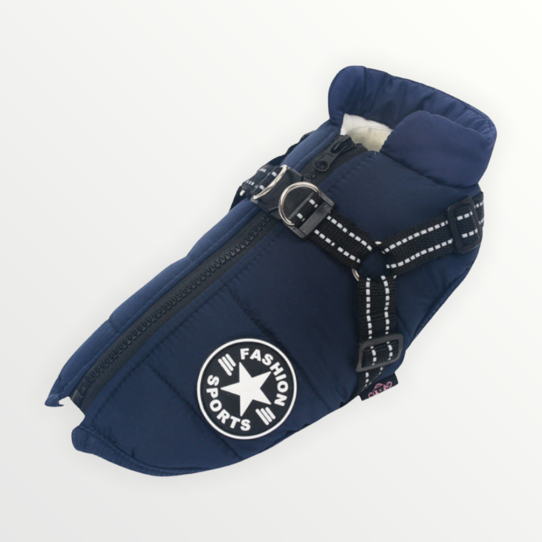 Reflective Dog Jacket with Built-In Harness, Windproof and Water-Repellent