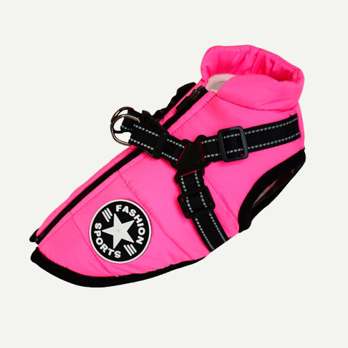 Reflective Dog Jacket with Built-In Harness, Windproof and Water-Repellent