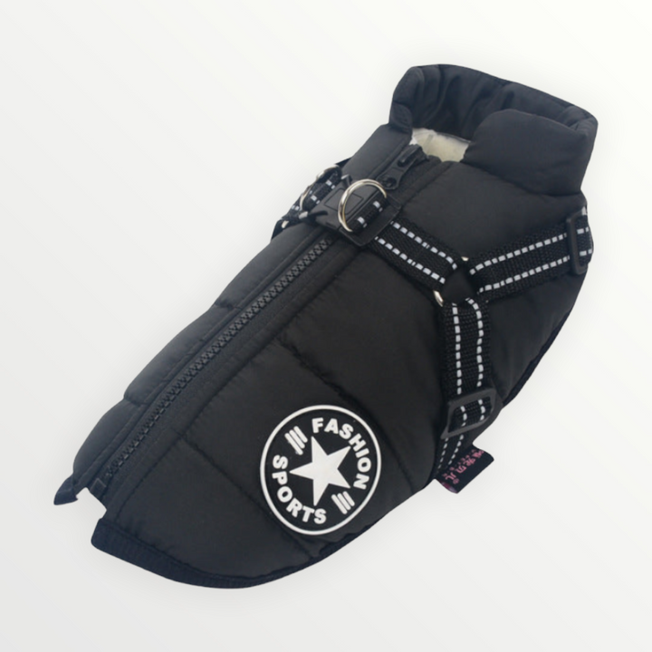 Reflective Dog Jacket with Built-In Harness, Windproof and Water-Repellent